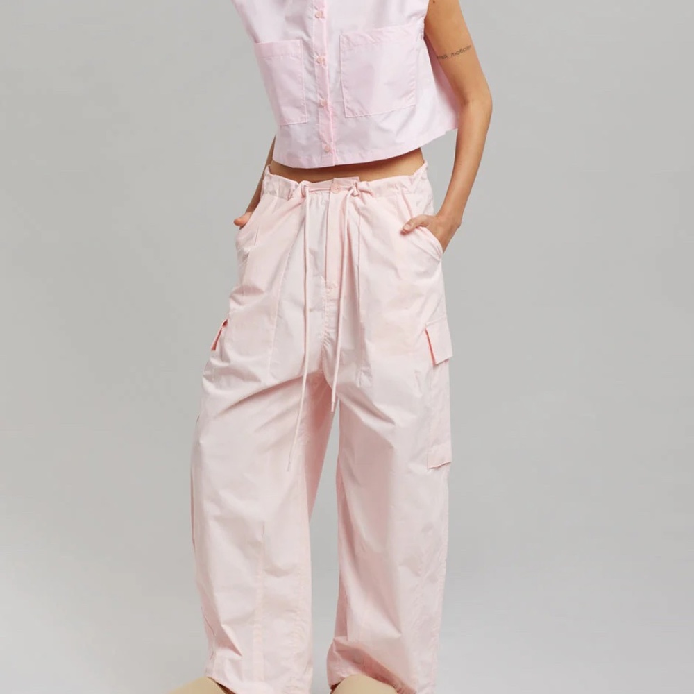 The Frankie Shop Pale Pink Wide-Leg Cargo Pants